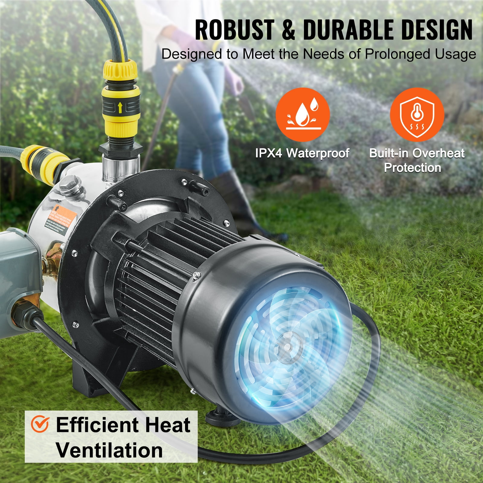 KFFKFF Shallow Well Jet Water Pump 3/4HP 18.5 GPM Irrigation 131 FT Head SUS304