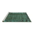 thumbnail image 2 of Ahgly Company Machine Washable Indoor Round Abstract Turquoise Blue Modern Area Rugs, 6' Round, 2 of 4