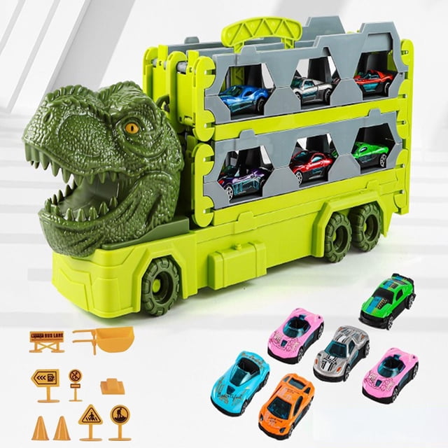 Camión de dinosaurios, coches deslizantes, figura de dinosaurio de juguete, juguetes divertidos, coche plegable de dinosaurio, juguete para niños de 3