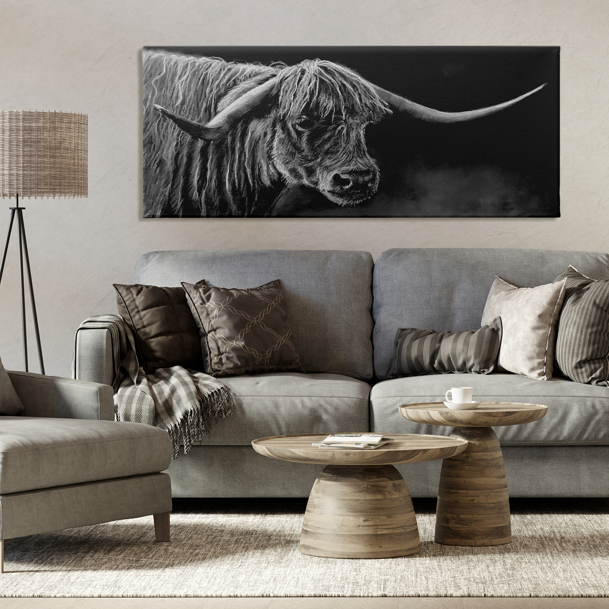 Highland Longhorn Portrait Canvas Wall Art, design by Patricia Reynolds