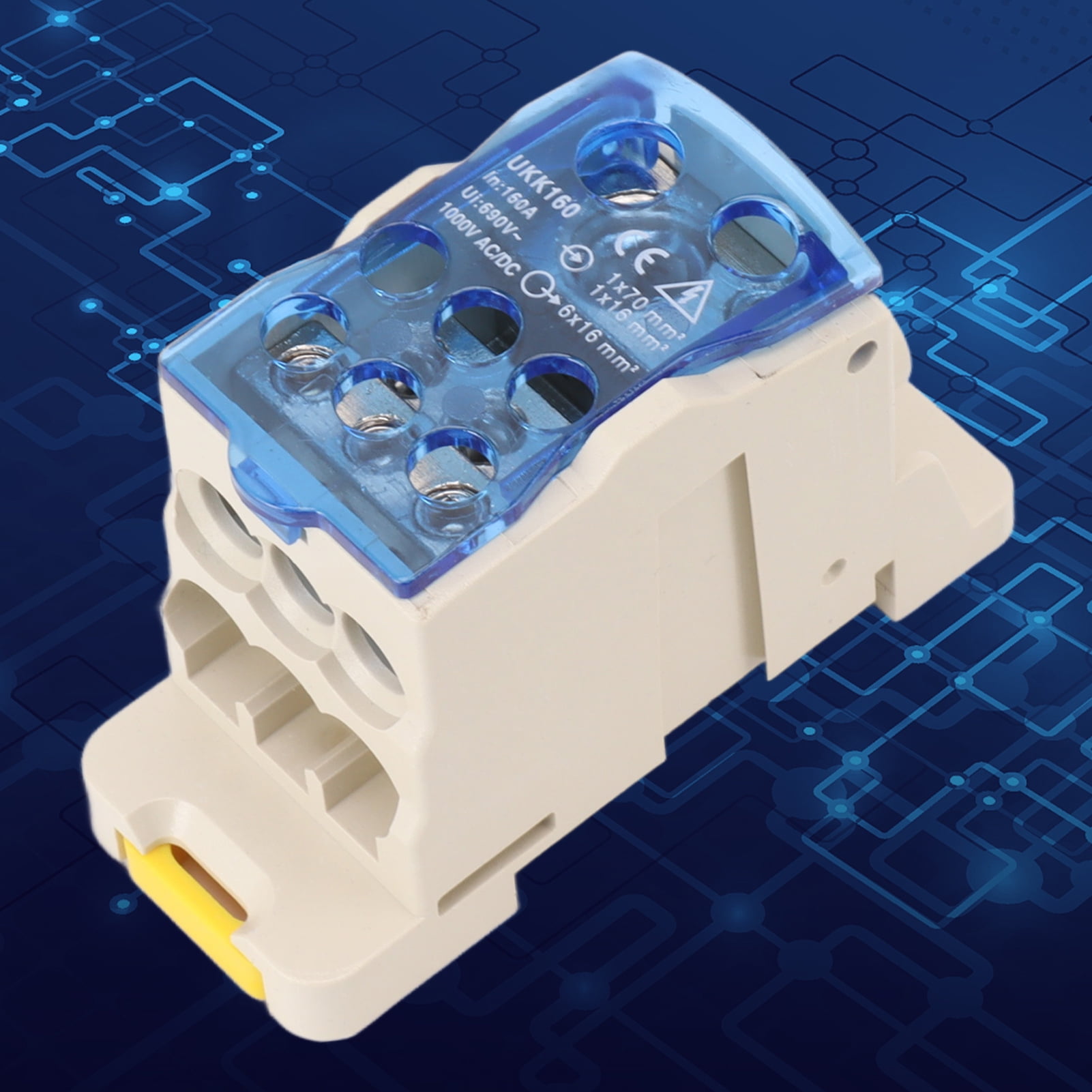 Junction Box, Distribution Box AC/DC 1000V 160A Flame Retardant PC Shell Copper Conductor  For Electrical Cabinets