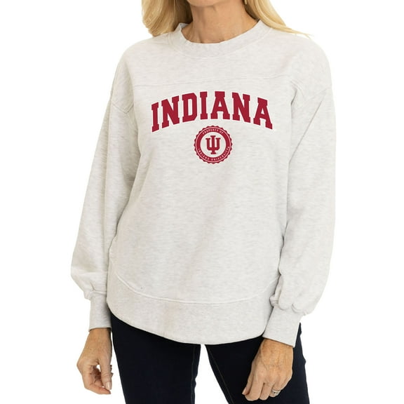Women's  Oatmeal Indiana Hoosiers Yvette Pullover Sweatshirt