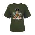 thumbnail image 3 of UPPADA Femmes Joyeuses Easter T-Shirt Bunny Rabbit T-Shirt Graphique Manches Courtes Lettres Amusantes Imprimées Chemises Manches Courtes Col Rond Tuniques Hauts Vert Armée,TTTG, 3 of 5