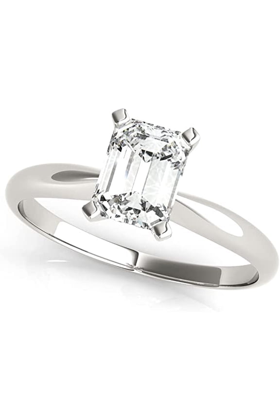 1/4ct Certified 14K-Rose Gold Emerald-Cut Diamond Solitaire Engagement Ring in Gold (H-I/VS2-SI1)