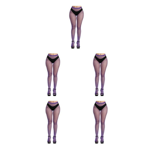 Guardurnaity 1 par de medias con tirantes, medias de red para levantar la cadera, medias altas Morado oscuro Libro en rústica de red pequeña 5Conjunto