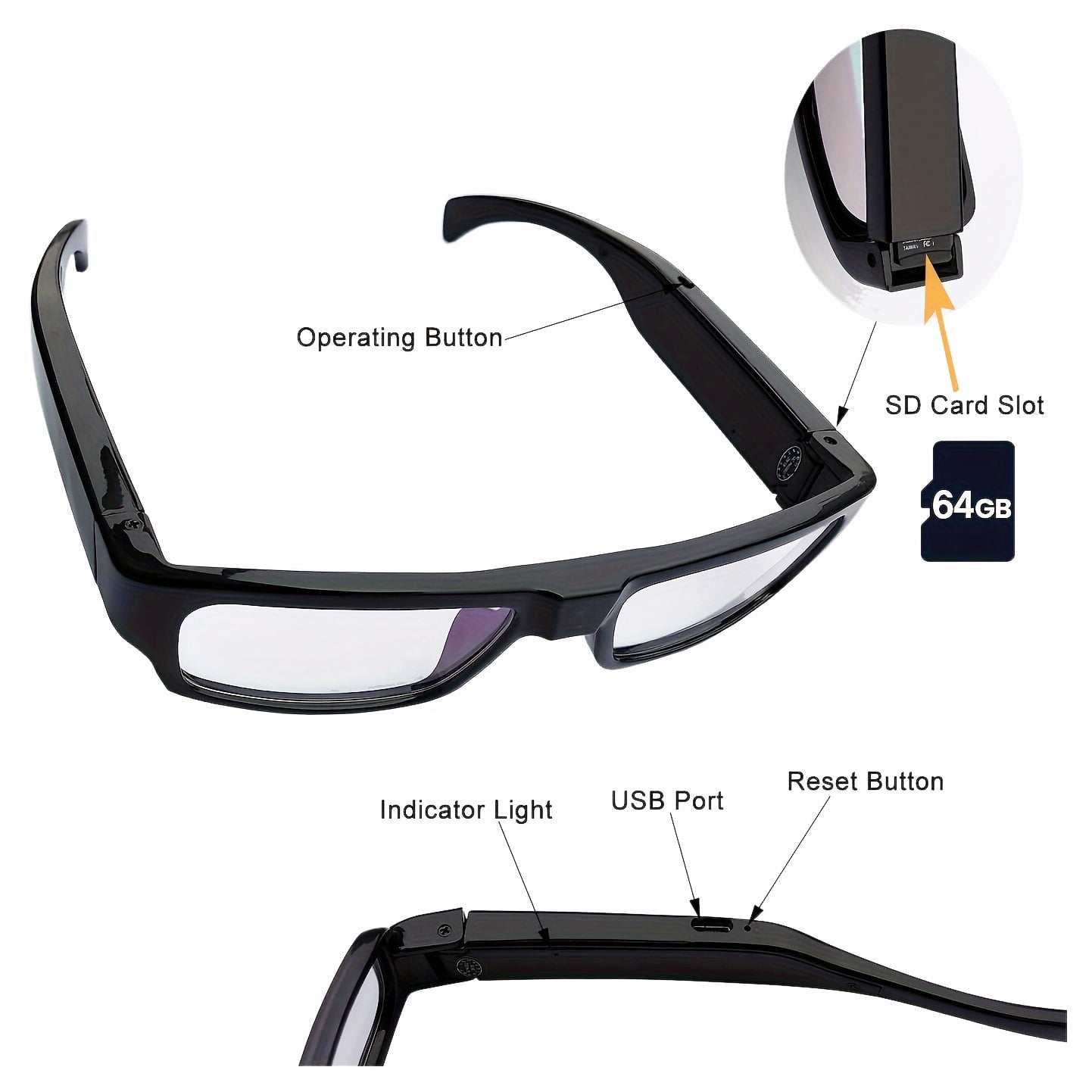 HD 1080P Glasses Camera Video Driving Record Cycling Video Smart Glasses With Eyewear Camcorder For Outdoor Mini Camera