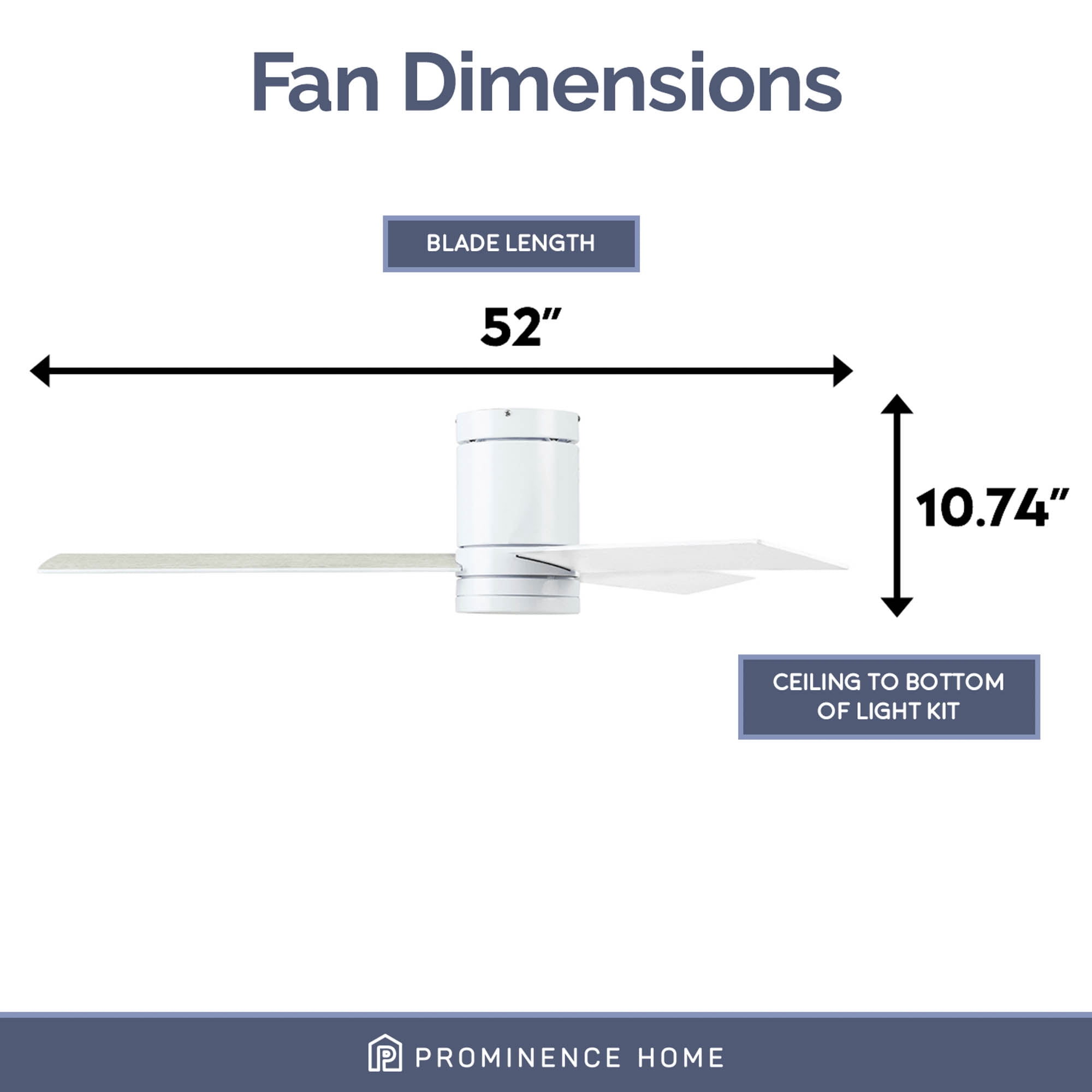 Prominence Home 52" Espy Bright White Remote Control Ceiling Fan, 3 Blades