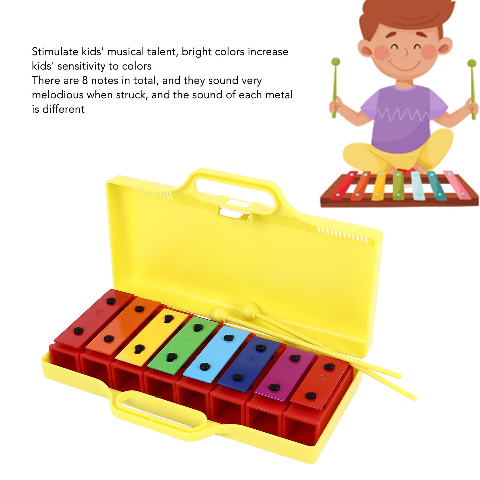 8 Notes Glockenspiel Glockenspiel, Kids Xylophone Musical Toy 8 Notes with Mallets for Music