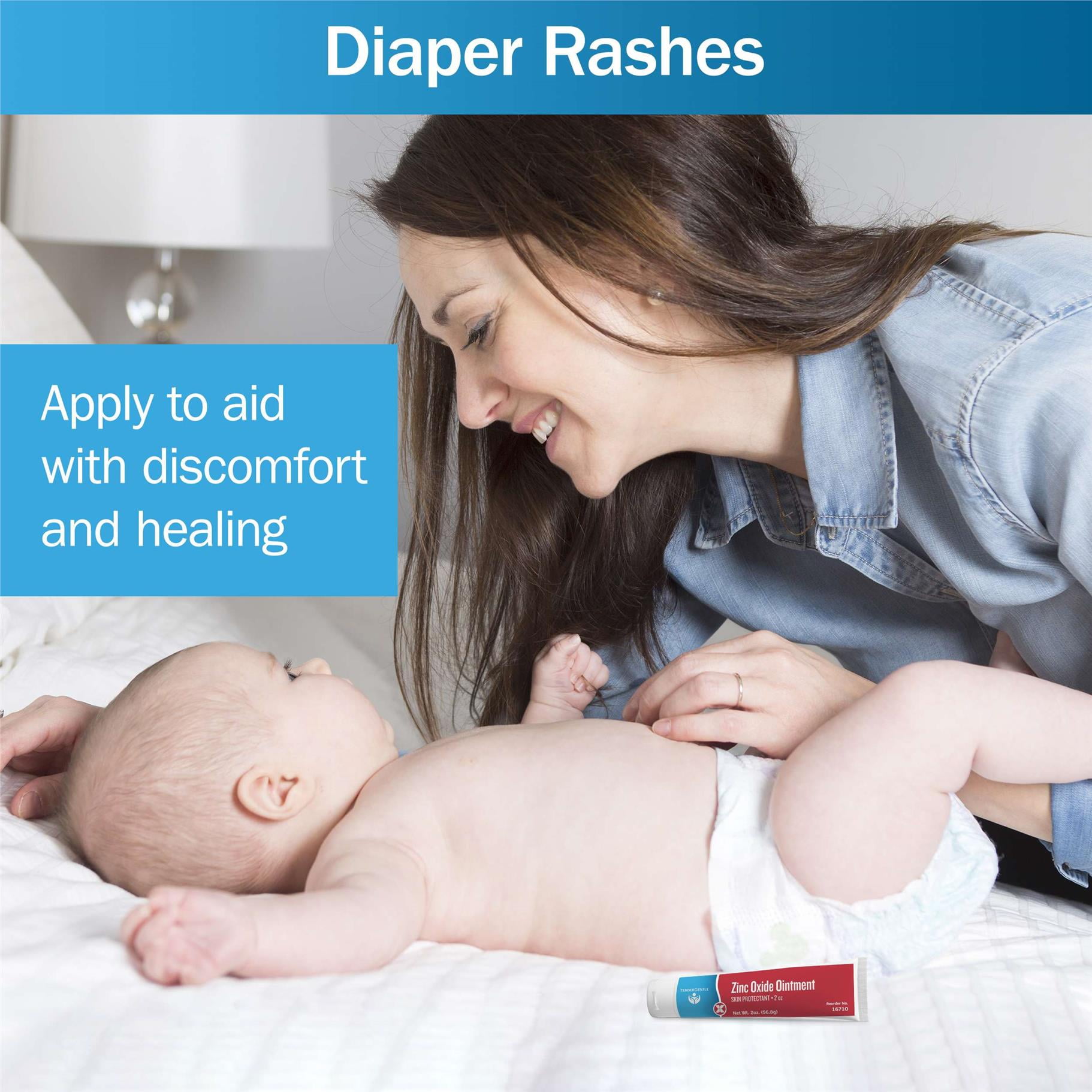 Tender Gentle Zinc Oxide Ointment for Adults and Babies - 2 oz Diaper Rash Ointment - Skin Protectant for Diaper Rashes, Cuts, and Burns - 6pk