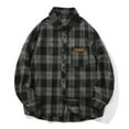 thumbnail image 4 of Shirts for Men Fall Business Casual Plaid Flannel Shirt Jacket with Pocket Long Sleeve Button Down Loose Cotton Mens Shirt Black L, 4 of 5