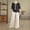 Black, variant on Linen Set for Women Cotton Linen 3/4 Sleeve Embroidered Tops and Pants Loose Fit for Seniors Embroidered Matching Linen Sets Two Piece Lounge Set for Women Orange M
