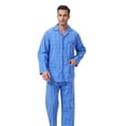 thumbnail image 2 of GLOBAL Men's 100% Cotton Long Sleeve Pajama Set, Breathable Lightweight Button Down Nightwear with Pants, S-3XL, 2 of 7