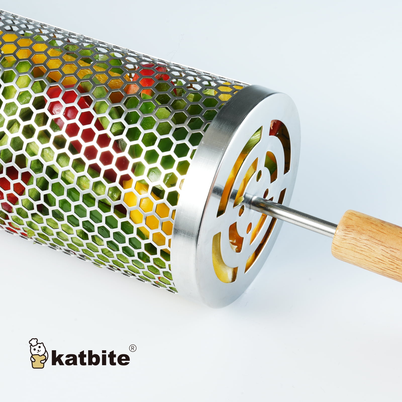 Katbite 2-Pack Rolling Grill Baskets - Thumbnail 2