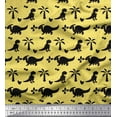 thumbnail image 1 of Soimoi Modal Satin Fabric Dot,Tree & Dinosaur Jungle Printed Fabric 1 Yard 42 Inch Wide, 1 of 1