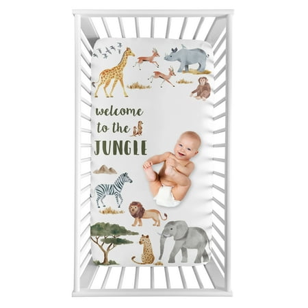 UPC: 0846480094029 | Jungle Photo Op Fitted Crib Sheet Boy or Girl by Sweet Jojo Designs