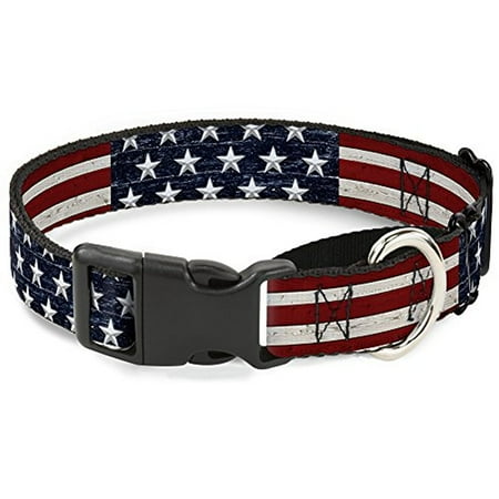 Wide Martingale Collar - Buckle-Down Americana Rustic Stars & Stripes Martingale Dog Collar
