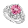 thumbnail image 3 of Sterling Silver with Pink Topaz and White Topaz Halo Ring, 3 of 3