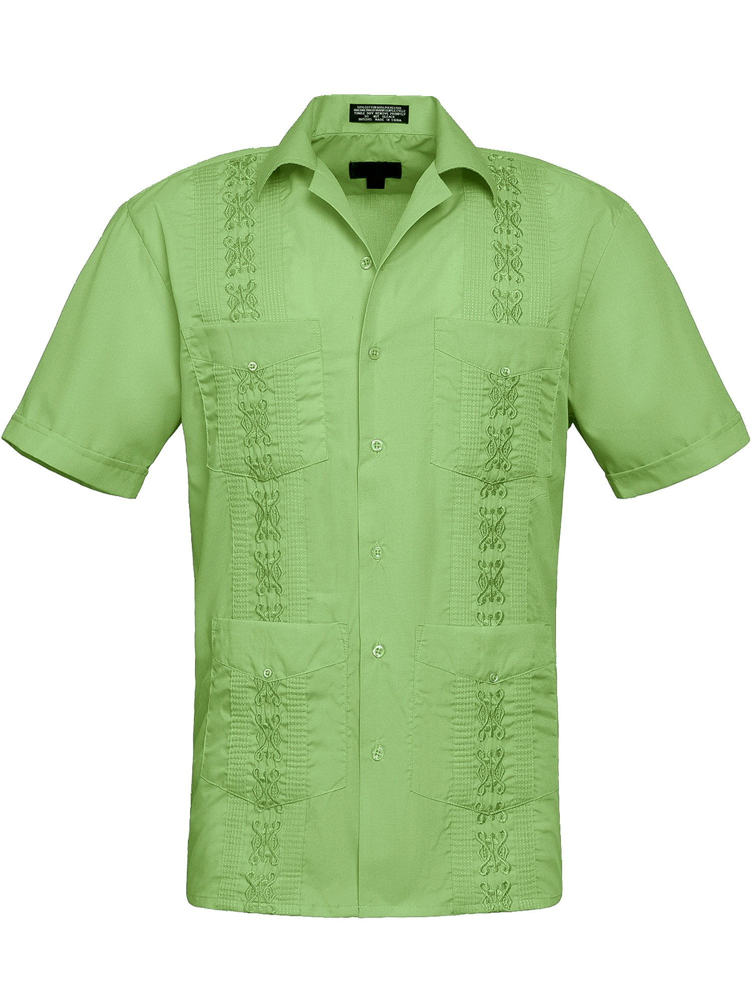 Men's Guayabera Premium Lightweight Embroidered Pleated Cuban Shirt 