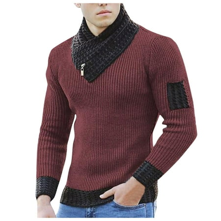 ketyyh-chn99 Men Sweater Men's Full Zip Cardigan Sweater Slim Fit Cable Knitted Zip Up Sweater with Pockets