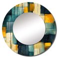 thumbnail image 2 of Designart "Fusion Of Yellow And Teal Abstract Geometrics" Geometric Yellow Large Round Mirror - Round Bedroom Mirror Wall Decor - Modern Round Printed Mirror - 36" x 36", 2 of 6