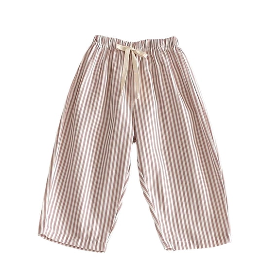 XuJwPNcy Toddler Girls Boys Cotton Pants Baby Striped Summer Drawstring Waist Trousers Infants Cute Comfort Pants 12M-6Y