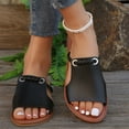 thumbnail image 6 of Xfvqtps Slide Sandals for Women Flat Sole Side Cut out Wide Band Flat Sandals Open Toe Casual Shoes Slide Slippers Black, 6 of 9