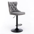 thumbnail image 3 of 2 Pack Swivel Tufted Back Bar Stool with Adjustable Seat Height, Velvet Counter Chair with Chrome Base and Footrest, Bar Chair with Nailhead Trim for Home Pub and Kitchen Island, Gray+Black, 3 of 8