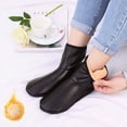 thumbnail image 3 of Kripyery 1 Pair Floor Socks Plush Lining Waterproof Thickened Non-slip Thermal Keep Warm Faux Leather Men Women Carpet Boot Slipper Socks for Indoor, 3 of 8