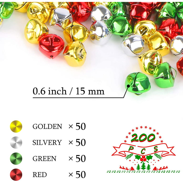 200 Pieces Jingle Bells 3/5Inch Craft Bell Bulk for Christmas Home