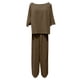 thumbnail image 4 of ICHUANYI ClearanceWomen Fashion Round Neck Short Sleeve Tops Pants Casual Suit Sets(Khaki, XL) ICHUANYI WER20232080505789, 4 of 4