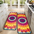 thumbnail image 4 of Kitchen Rugs Sets Of 2,Colorful Rainbow Tie Dye Spiral Pattern Anti Fatigue Kitchen Mat Rugs Non Slip Washable,Decorative Kitchen Floor Mats for Kitchen,Sink,Laundry,17"x47"+17"x47", 4 of 5