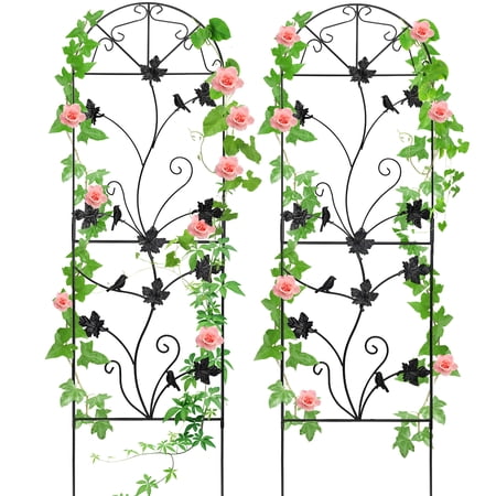 Condition photo showing New/Like New for urban deco trellis for climbing plants outdoor 64 x17 garden trellis plant trellis for climbing rose vegetable flower lawn backyard black metal trellis – pack of 2