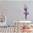 thumbnail image 2 of BALLERINA - Vinyl Purple Themed Ballerina Dancer Decoration Floral Tutu Design Kids Girls Nursery Bedroom Wall Decal - Home Living Room Heart Flowers Adhesive Wall Sticker 36" x 40", 2 of 3