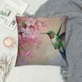 thumbnail image 2 of GOSMITH  Hummingbird Throw Pillow Cover Lovely Hummingbird and Pink Flowers Oil Painting Art Decorative Rectangular Pillowcase for Sofa and Bed Couch, 2 of 5