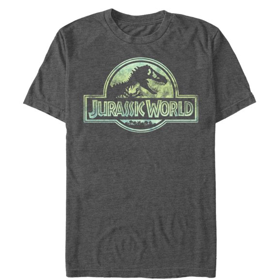 Men's Jurassic World Logo Tie Dye Print Graphic Tee Charcoal Heather Medium