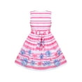 thumbnail image 2 of Girls Dress Pink Floral Leaf Striped Sleeveless Summer Sundress Cotton 11-12 Years, 2 of 7