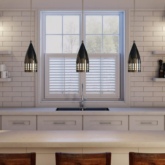 1 Light Black Finish Adjustable Mini Pendant, UL Listed