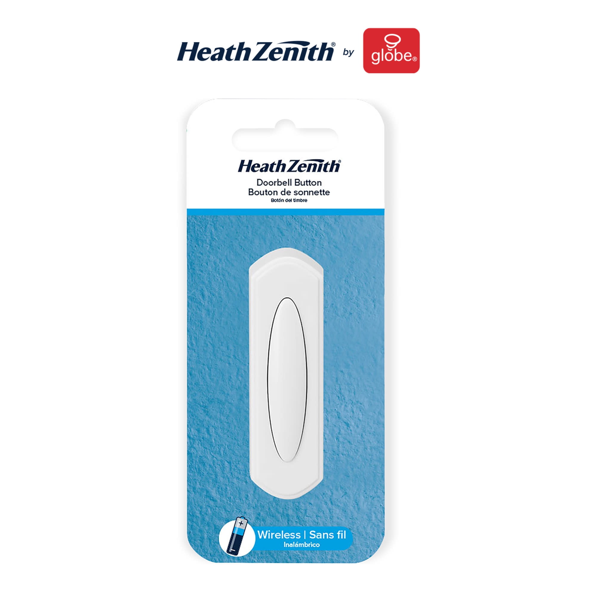 Globe Electric 91008668 Heath Zenith Plastic Wireless Push Doorbell Button - White