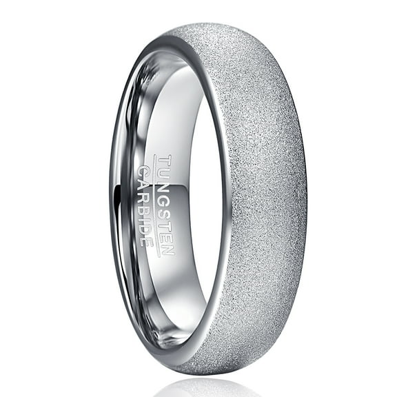 6mm Men's Women's Silver Sandblasting Tungsten Ring Wedding Band Dome Style Size 5-12