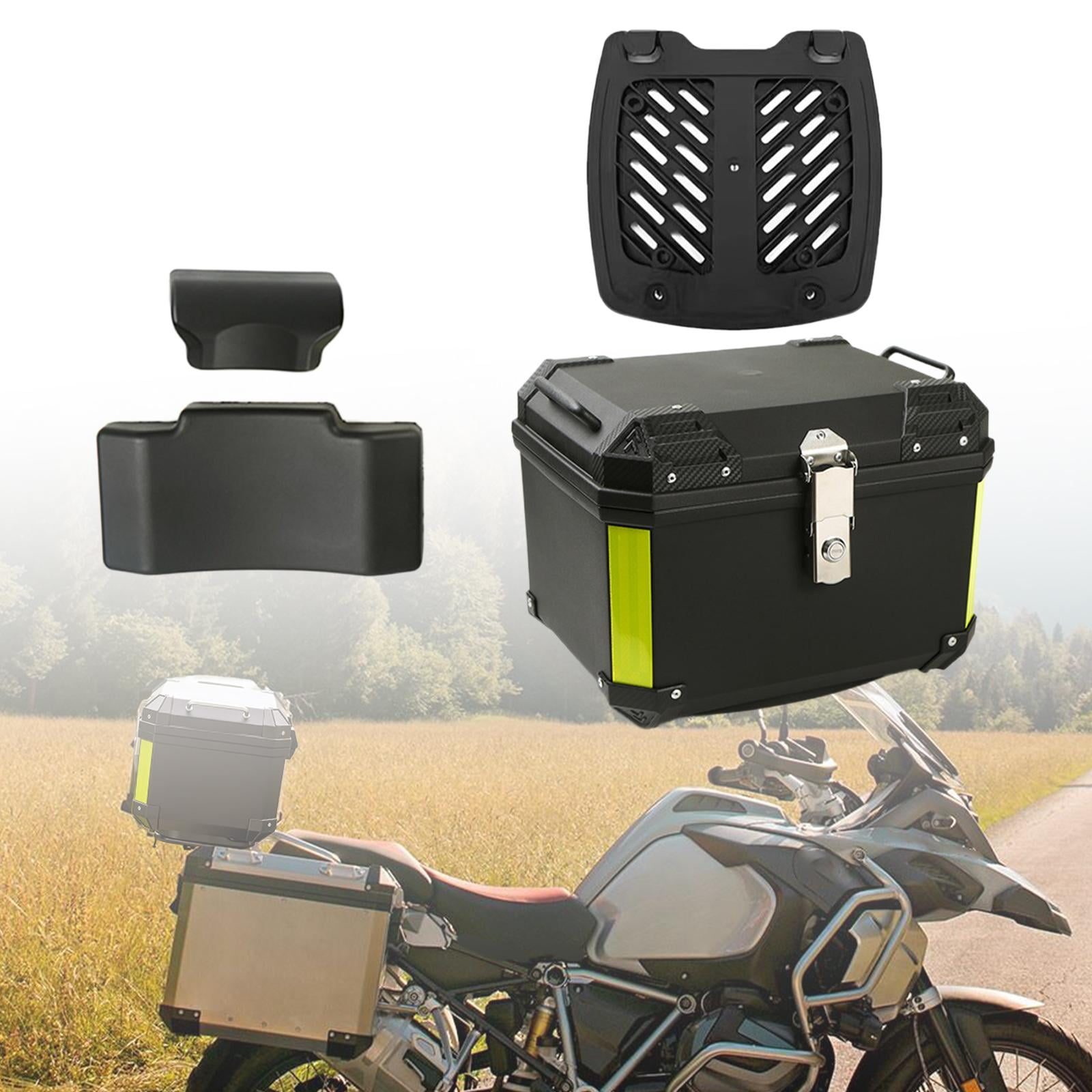 DYNWAVECA 45L Motorcycle Top Case Motorbike Tail Box Trunk Sturdy Travel Equipment Wear Resistant Motorcycle Rear Top Box Storage Trunk With Base