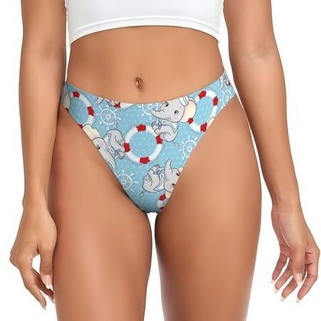 Rateoe Baby Elephant Pattern Seamless Women Underwear Thongs No Show Ladies Thong No Line Breathable Comfortable Panties Undies for Women-XX-Large