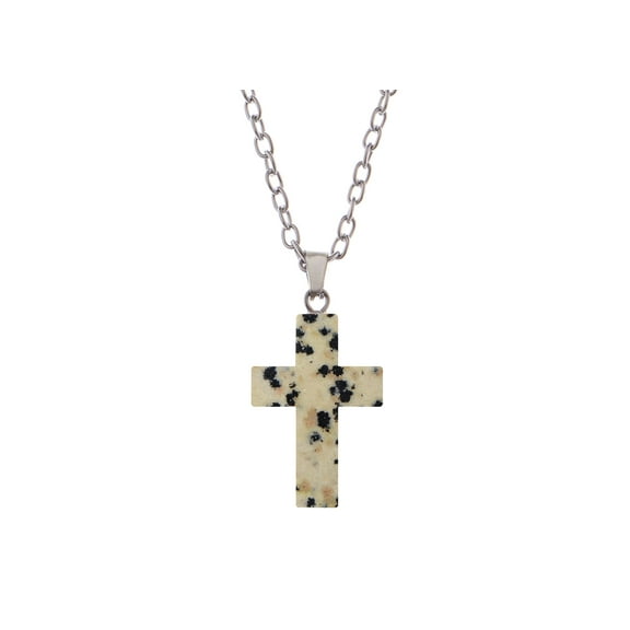 Natural Stone Cross Necklace Charm Cross Birthstone Pendant Quartz Healing Crystal Jewelry, Balmatin