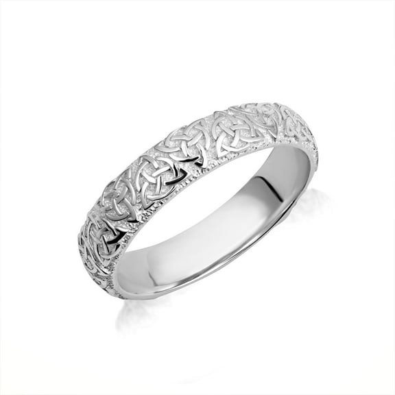 925 Sterling Silver Men's And Women's Irish Celtic Trinity Knot Eternity Wedding Band- Size 13