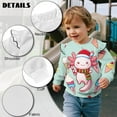 thumbnail image 6 of Garronmavis Christmas Axolotl Toddler Girl Sweatshirt 6T Fashion Ruffle Long Sleeve Girls Top Loose Pullover Crewneck Long Sleeve Shirt Versatile Girl's Graphic Shirts Top for Daily Life, 6 of 7