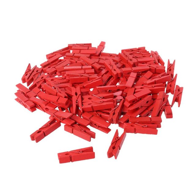 Topxome - Juego De 100 Mini Clips De Madera De Colores Para Clips De Fotos, Pinzas Para Ropa, Pinzas De Papel, Pinzas Para Decoración Artesanal, Pinzas Para Decoración De Bodas (Rojo)
