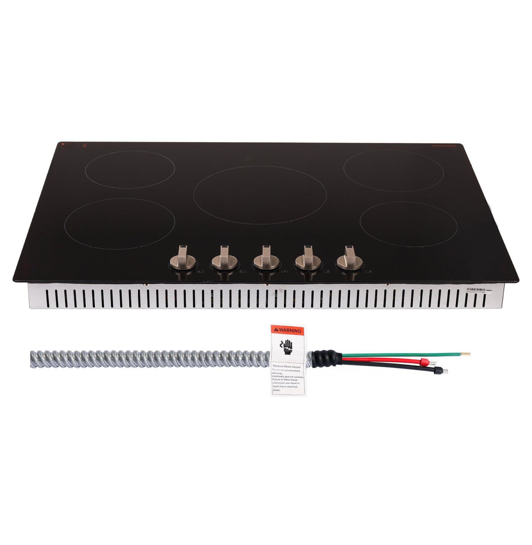 9200W 5 Burner Induction Cooktop - Electric Countertop Cooker with Knob Control, 36 Inch Built-in Cooktop, 12 Power Levels, Microcrystalline Glass Panel