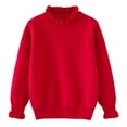 thumbnail image 6 of Girls Long Sleeve Knit Pullover Sweater with Ruffled Mock Neck and Ribbed Cuffs for Casual Wear Winter Fall Spring, 6 of 6