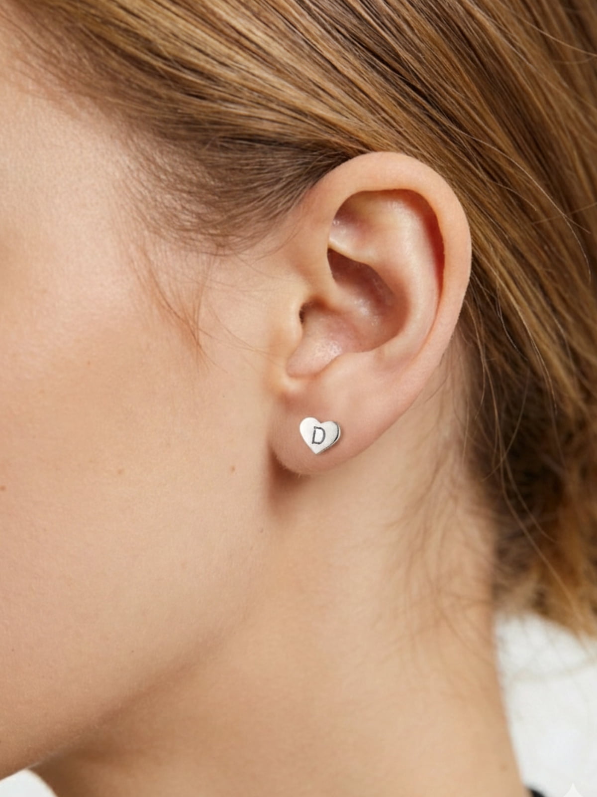 Silvora Initial Heart Stud Earrings for Women Sterling Silver Hypoallergenic Letter D Earrings Charm Mother Daughter Christmas Birthday Jewelry Gift