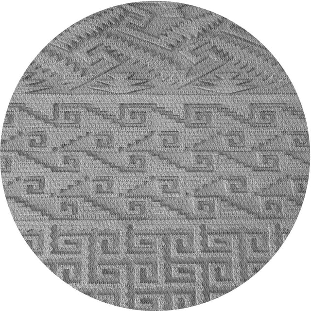 Ahgly Tapis Rond Lavable en Machine Intérieur Transitionnel Gris Fumé, 6 Pieds Rond
