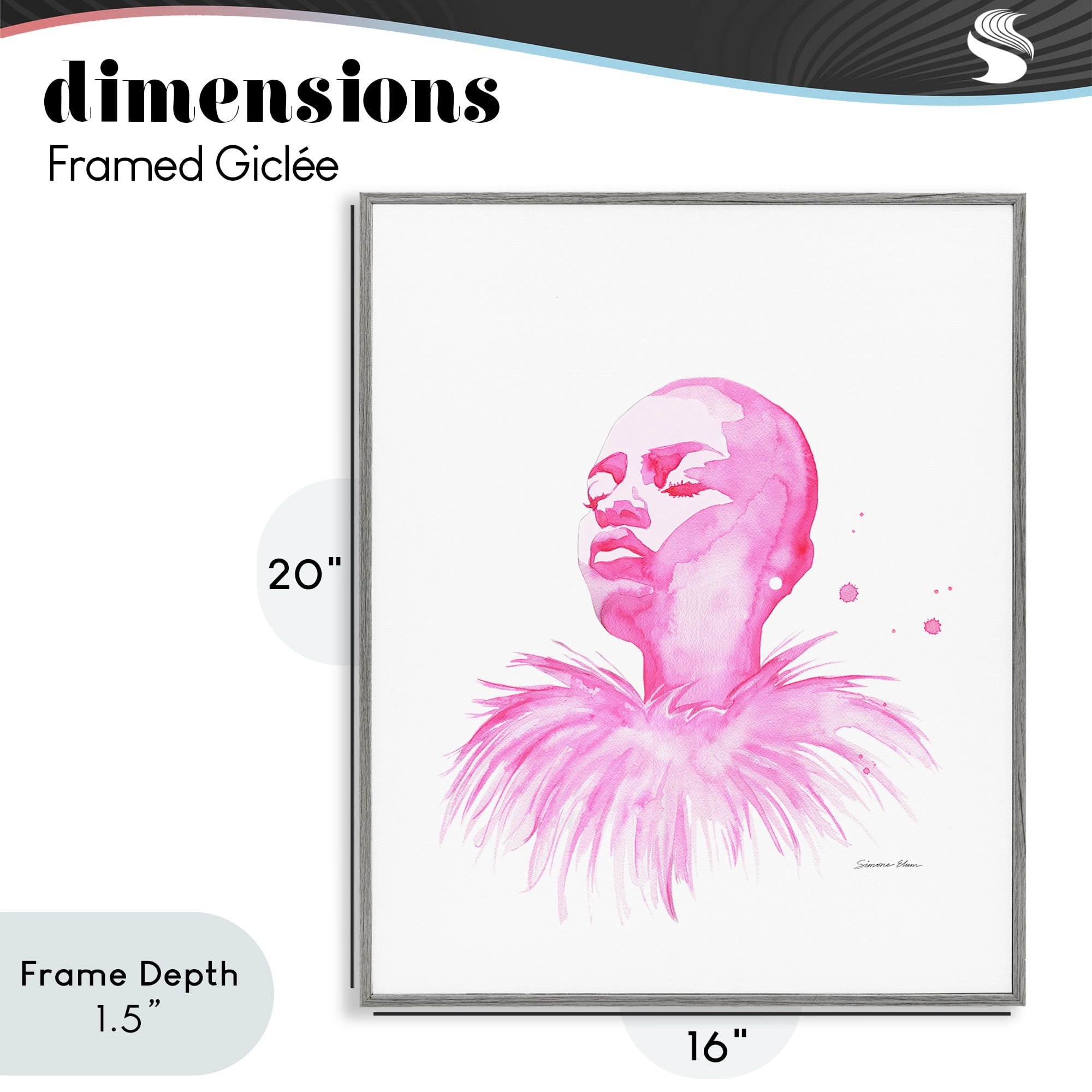 Stupell Industries In A Pink Mood Portrait Gray Framed Giclee Art, design by Simone Elum